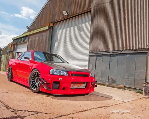 Red Nissan Gtr R34 Paint By Number