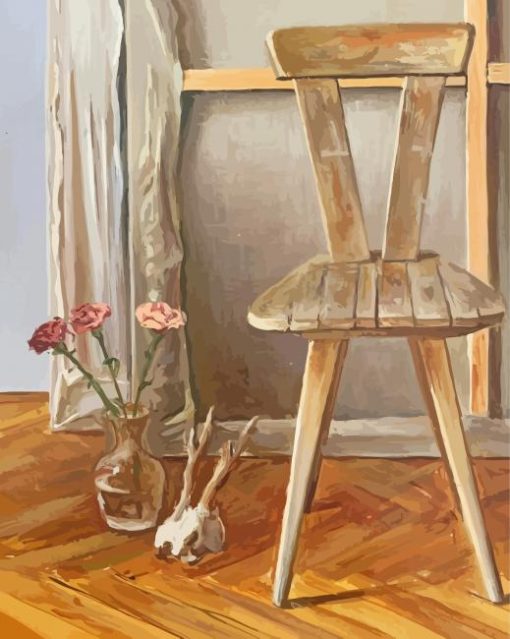 Old Chairs With Skull And Flowers Vase Paint By Number