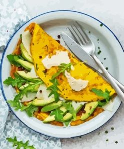 Delicious Omelette With Avocado Paint By Number