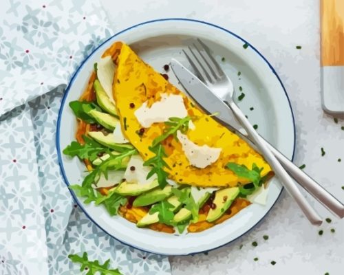 Delicious Omelette With Avocado Paint By Number