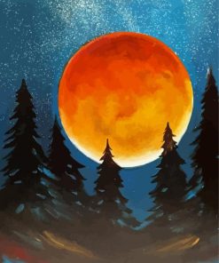 Orange Moon Silhouette Paint By Number