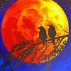 Orange Moon Silhouette Painting By Number