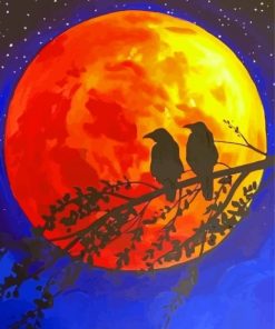 Orange Moon Silhouette Painting By Number