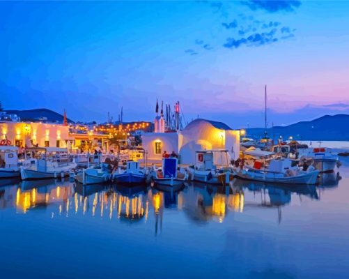 Paros Greece At Night Paint By Number