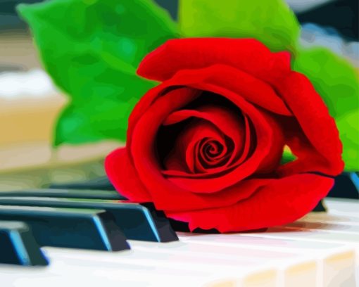 Piano Keys With Rose Painting By Number