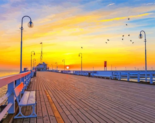 Pier In Sopot At Sunset Paint By Numbers