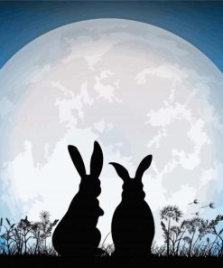 Rabbit And The Moon Painting By Number