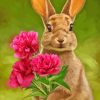 Rabbit With Pink Flowers Paint By Number