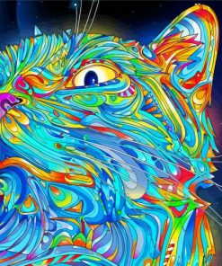 Rainbow Psychedelic Cat Paint By Numbers