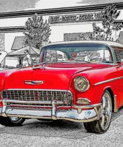 Red 55 Chevy Art Paint By Numbers