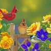 Red And Yellow Cardinals Painting By Number