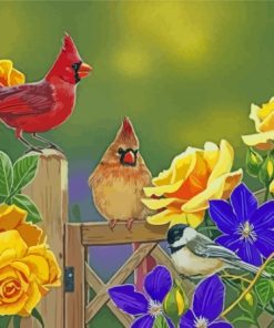 Red And Yellow Cardinals Painting By Number