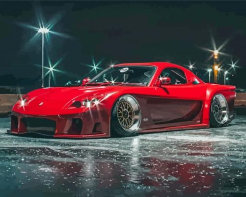 Red Mazda Rx7 At Night Paint By Numbers