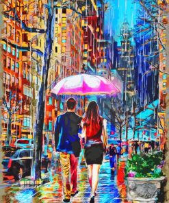 Romantic Walk In The Rain Paint By Number