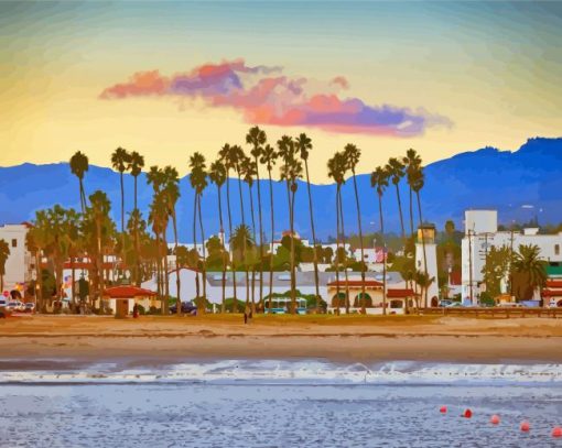 Santa Barbara City Beach Paint By Number