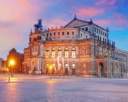 Semperoper Dresden At Sunset Paint By Number