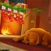 Sleepy Golden Retriever Christmas Paint By Numbers