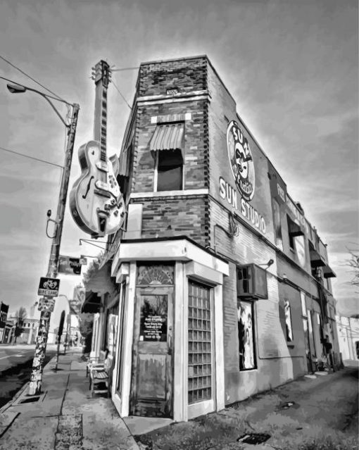 Black And White Sun Studio In Memphis Paint By Numbers