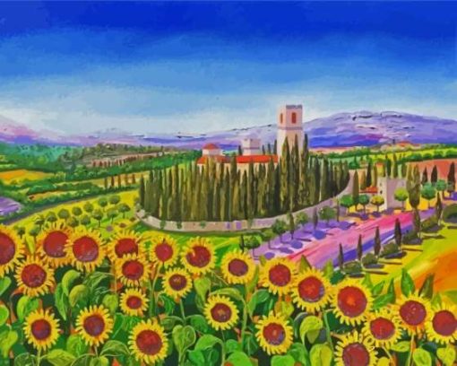 Sunflowers Tuscany Village Paint By Number