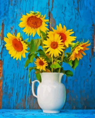 Sunflowers Vase Art Painting By Number