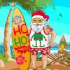 Surfing Santa And Surfboard Paint By Numbers