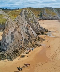 The Three Cliffs Bay Swansea Beach Paint By Numbers