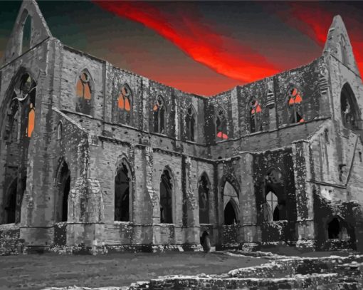 Tintern Abbey At Sunset Paint By Number