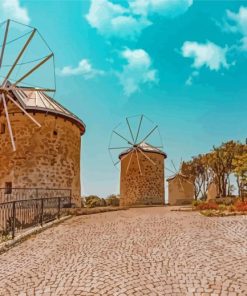 Turkey Alacati Windmills Paint By Numbers