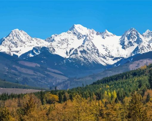 Twin Sisters Mountains Snow Paint By Number