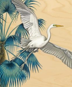 White Heron Flying Painting By Number