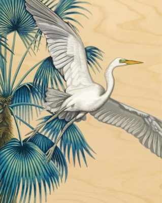 White Heron Flying Painting By Number