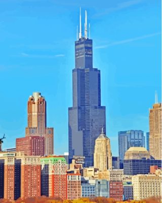 Willis Tower Chicago City Paint By Number