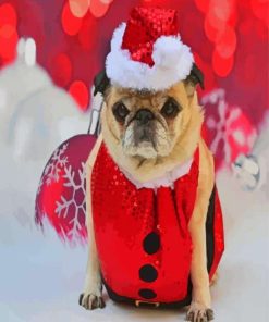 Cute Pug At Christmas Paint By Number