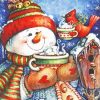 Cute Snowman And Bird Paint By Numbers