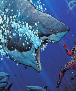 Deadpool And Shark Paint By Number