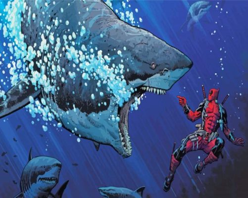 Deadpool And Shark Paint By Number