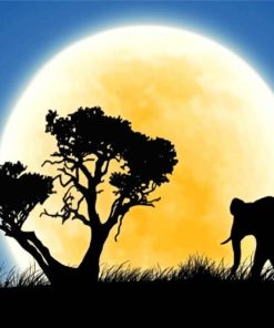 Elephant Moon Silhouette Paint By Number