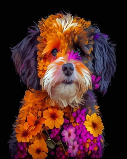 Floral Dog Paint By Number
