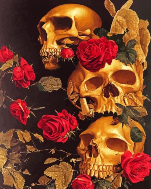 Flower Skulls Paint By Number