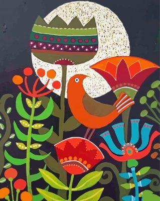 Folk Bird Paint By Number