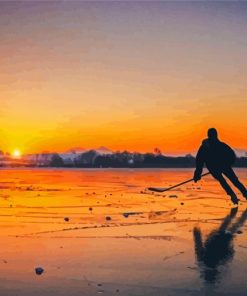 Ice Hockey On Lake Paint By Number