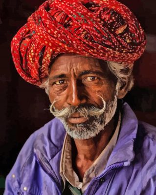 Indian Old Man Face Paint By Numbers