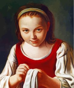 Little Girl Sewing Paint By Number