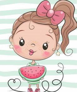 Little Girl With Watermelon Paint By Number