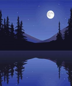 Moon Over Calm Lake Paint By Numbers