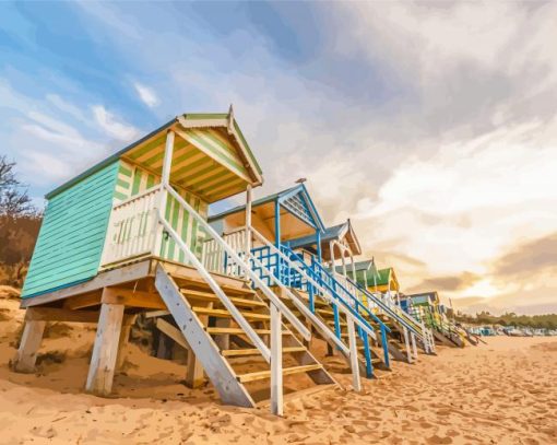 Norfolk Beach Huts Paint By Numbers