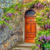 Old Italian Door With Purple Flowers Paint By Number