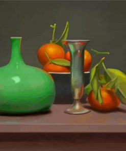 Oranges And Green Vase Paint By Number