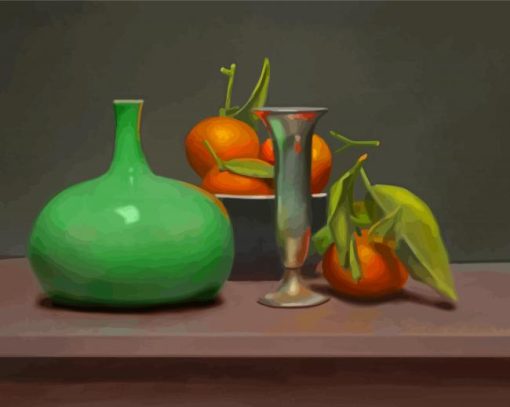 Oranges And Green Vase Paint By Number