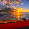 Red Canoe At Sunset Paint By Numbers